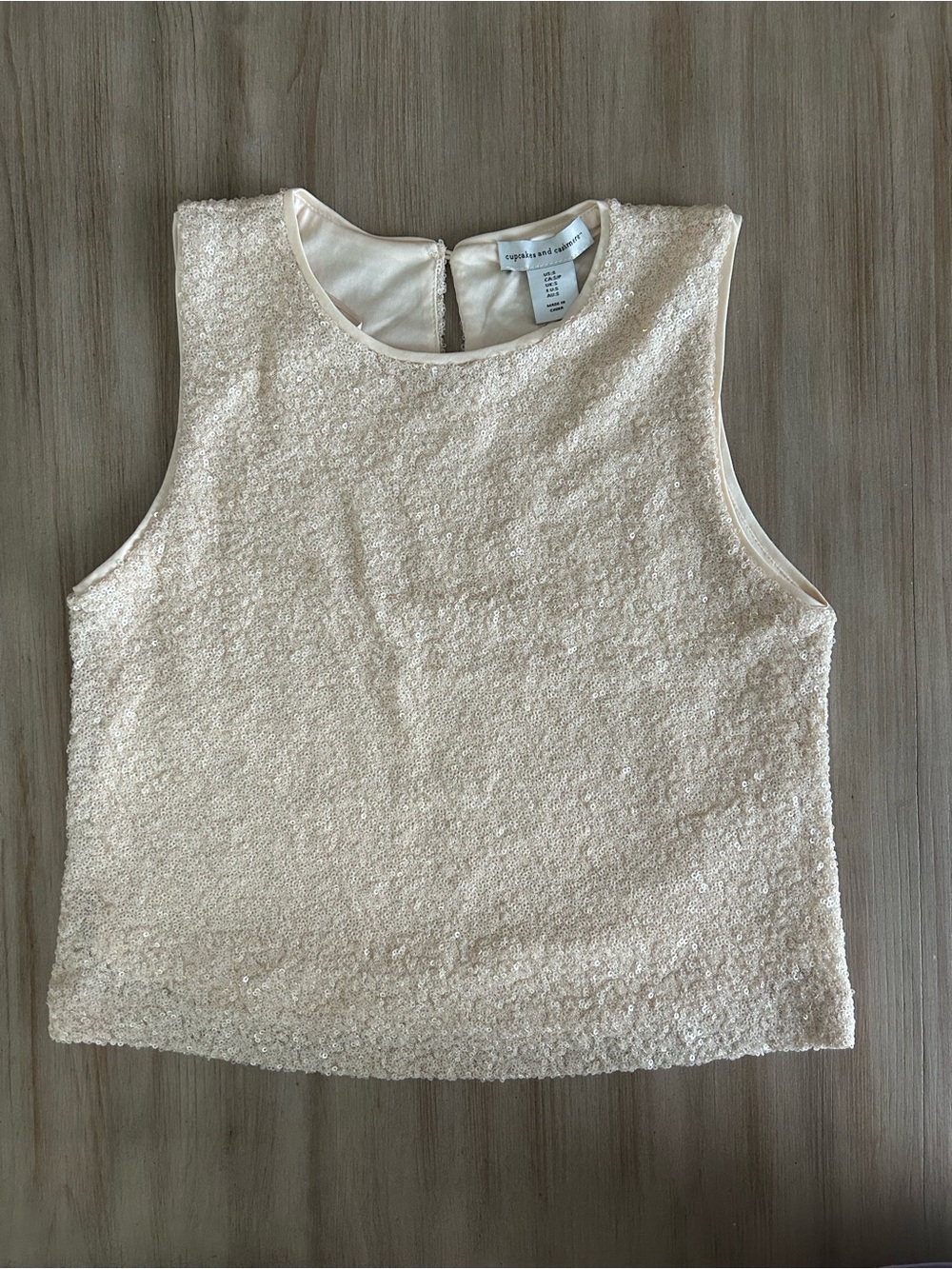 cupcakes & cashmere Cream Sequin-Textured Sleeveless Tank